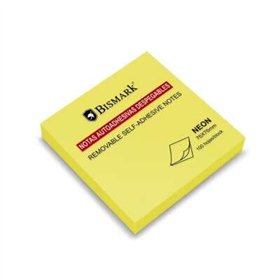 Bloco de notas adesivas Bismark com 100 unidades, 76x76mm - Amarelo Neon