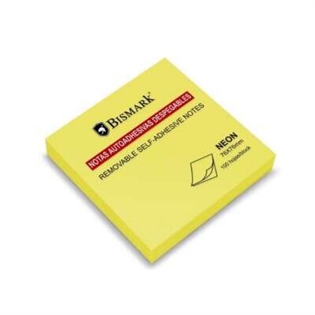Bloco de notas adesivas Bismark com 100 unidades, 76x76mm - Amarelo Neon