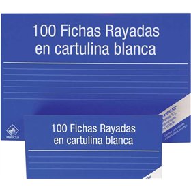 Pacote com 100 fichas pautadas listradas Mariola nº 2 para arquivo - Medidas: 125 x 75 mm - Brancas