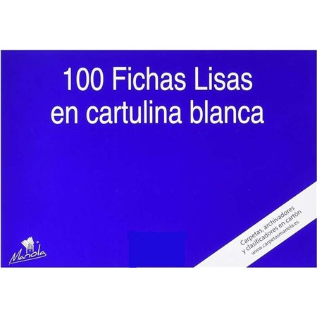 Pacote com 100 fichas de índice lisas Mariola nº 5 para arquivamento - Medidas: 215 x 160 mm - Cor: Branca