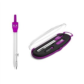 Compasso de metal Erichkrause, instrumento escolar, 135 mm - raio máximo de 21 cm - inclui apontador e grafite de reposição - co