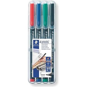 Staedtler Lumocolor 318 - Pacote com 4 Marcadores Permanentes - Ponta Fina Redonda - Largura da Linha de 0,6 mm - Tampa com Clip