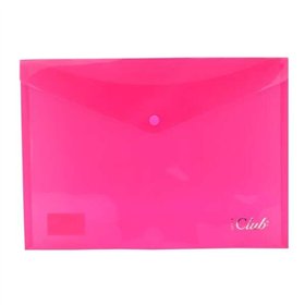 Envelope para documentos Ingraf A4 - Fecho de pressão - Polipropileno transparente - Rosa