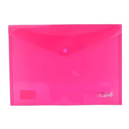 Envelope para documentos Ingraf A4 - Fecho de pressão - Polipropileno transparente - Rosa