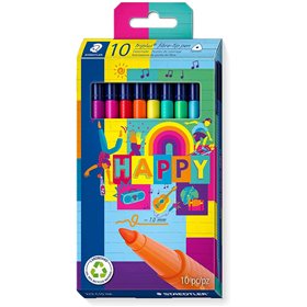 Staedtler Triplus Color 323 - Pacote com 10 Marcadores de Ponta Fina - Espessura da Linha de Aprox. 1mm - Tinta à Base de Água -