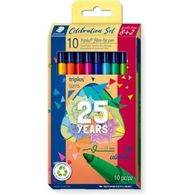Marcadores Staedtler Triplus Color 323 - Pacote com 10 unidades - Espessura da linha de aproximadamente 1 mm - Tinta que não sec
