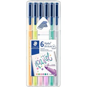 Staedtler Triplus Color 323 - Pacote com 6 Marcadores de Ponta Fina - Espessura da Linha de Aprox. 1mm - Tinta à Base de Água - 