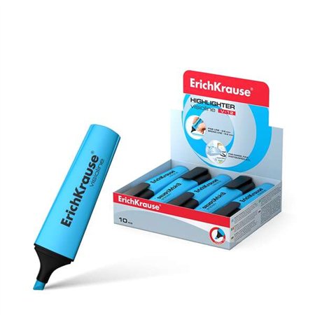 Marcador fluorescente Erichkrause Visioline V-12 - Ponta chanfrada - Tinta à base de água - Azul