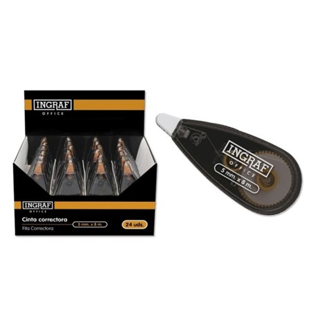 Fita Corretiva Ingraf 5mm x 8m - Corpo Transparente - Formato Ergonômico