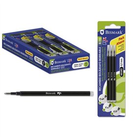 Pacote com 3 Refis de Caneta Apagáveis Bismark Fix - Ponta Fina 0,7mm - Preto