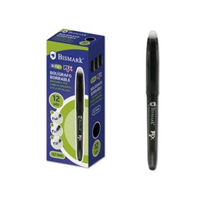 Caneta Esferográfica Apagável Bismark Fix - Ponta de 0,7 mm - Com Tampa - Preta