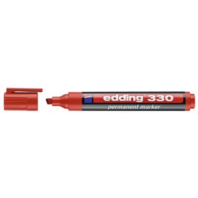 Marcador permanente Edding 330 - Ponta chanfrada - Espessura da linha entre 1 e 5 mm - Tinta praticamente inodora - Tampa com cl
