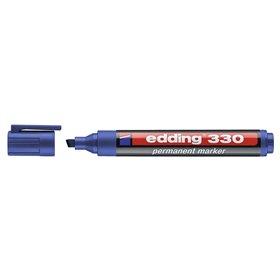 Marcador permanente Edding 330 - Ponta chanfrada - Espessura da linha entre 1 e 5 mm - Tinta praticamente inodora - Tampa com cl