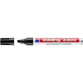 Marcador permanente Edding 3300 - Ponta chanfrada - Espessura da linha entre 1 e 5 mm - Tinta praticamente inodora - Secagem ráp