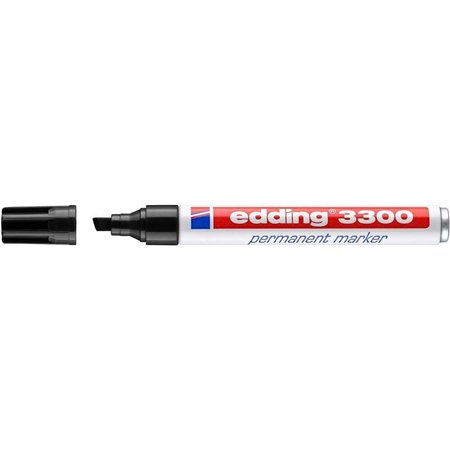 Marcador permanente Edding 3300 - Ponta chanfrada - Espessura da linha entre 1 e 5 mm - Tinta praticamente inodora - Secagem ráp