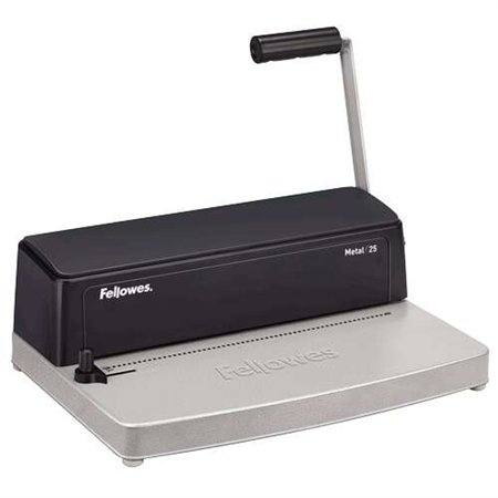 Encadernadora manual em espiral metálica Fellowes Metal 25 A4 - Perfura até 10 folhas - Encaderna até 450 folhas