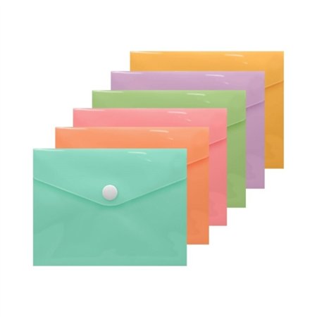 Envelope para documentos Bismark A6 - Fecho de pressão - Fabricado em polipropileno - Cores pastel sortidas