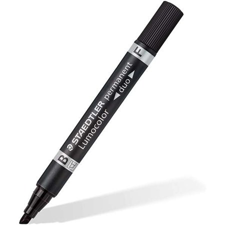 Marcador permanente Staedtler Lumocolor 348 com ponta dupla F 0,6 mm e M chanfrada 1,5-4 mm - Secagem rápida - Preto