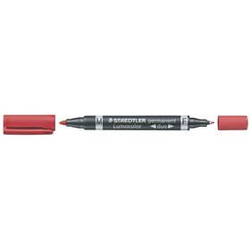 Marcador permanente Staedtler Lumocolor 348 com ponta dupla - Secagem rápida - Vermelho