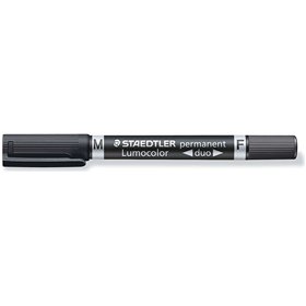 Marcador permanente Staedtler Lumocolor 348 com ponta dupla M e F - Secagem rápida - Preto