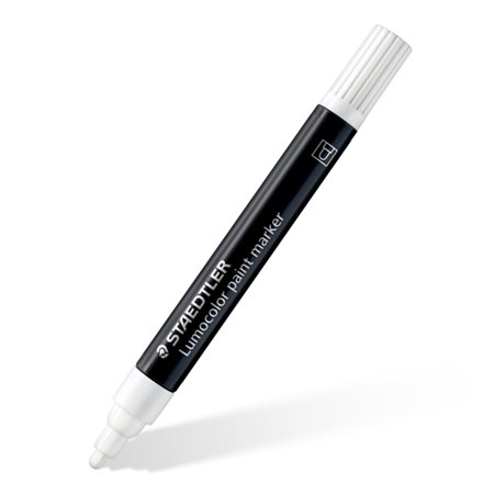 Marcador Acrílico Permanente Staedtler Lumocolor 349 - Espessura da Linha Aprox. 2,4 mm - Tinta à Base de Água - Branco