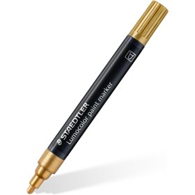 Marcador Acrílico Permanente Staedtler Lumocolor 349 - Espessura da Linha Aprox. 2,4 mm - Tinta à Base de Água - Dourado