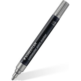 Marcador Acrílico Permanente Staedtler Lumocolor 349 - Espessura da Linha Aprox. 2,4 mm - Tinta à Base de Água - Prata