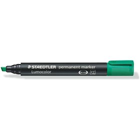 Marcador permanente Staedtler Lumocolor 350 - Ponta chanfrada aprox. 2-5 mm - Tinta à base de álcool - Secagem rápida - Verde