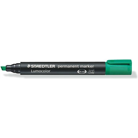 Marcador permanente Staedtler Lumocolor 350 - Ponta chanfrada aprox. 2-5 mm - Tinta à base de álcool - Secagem rápida - Verde