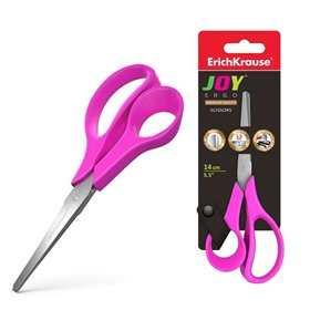 Tesoura Erichkrause Joy Ergo em aço inoxidável, 14 cm - Pontas arredondadas - Resistente à corrosão - Cabos ergonômicos - Cores 