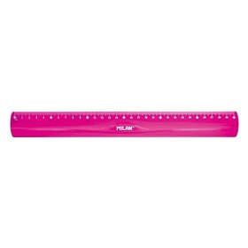 Régua Milano Flexível e Durável - Comprimento 30cm - Rosa Translúcido