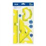 Conjunto Milan com 4 réguas flexíveis e duráveis - régua, esquadro, triângulo e transferidor - Amarelo