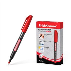 Marcador permanente Erichkrause FP-50 - Ponta fina de 0,6 mm - Resistente à luz e à água - Vermelho