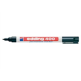 Marcador permanente Edding 400 - Ponta redonda - Largura da linha de 1 mm - Recarregável - Secagem rápida - Preto