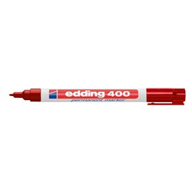 Marcador permanente Edding 400 - Ponta redonda - Largura da linha de 1 mm - Recarregável - Secagem rápida - Vermelho