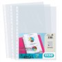 Pacote com 10 capas plásticas multifuros Elba, PP 90 mícrons - Tamanho A4 - Acabamento em couro laranja - Transparentes
