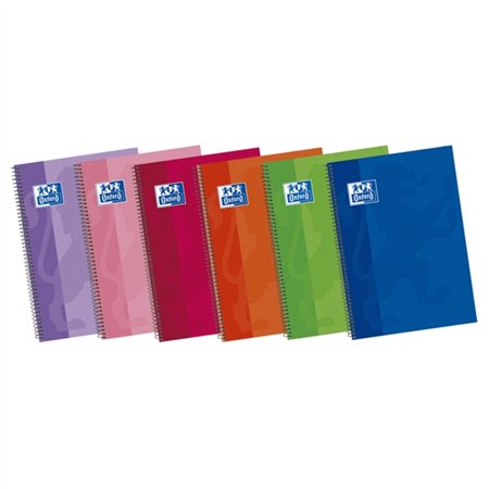 Caderno espiral Oxford School Classic Write&Erase Fº - Capa extra dura - Liso - 80 folhas - Cores sortidas