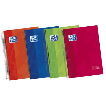 Caderno espiral Oxford Europeanbook 5, formato A4+, horizontal, 1 linha - 120 folhas - Capa extra dura com acabamento brilhante 