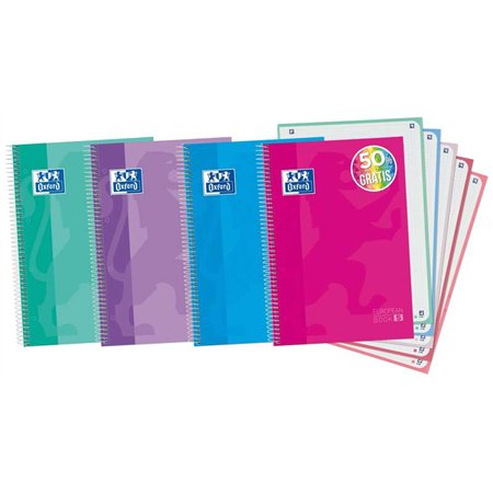 Caderno espiral Oxford Europeanbook 5, formato A4+, quadriculado 5x5mm - 120 folhas - capa extra dura com acabamento brilhante -