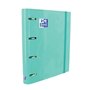 Pasta Oxford Europeanbinder Classic A4+ com argolas e refil, quadriculada 5x5 - Capa extra dura - Fecho elástico - Verde menta