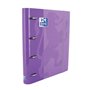 Pasta Oxford Europeanbinder Classic A4+ com argolas e refil, quadriculada 5x5 - Capa extra dura - Fecho elástico - Malva
