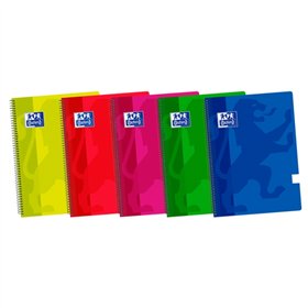 Caderno espiral Oxford School Classic Fº - Capa plástica lisa - 80 folhas - Cores sortidas