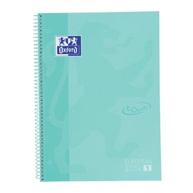 Caderno Oxford School Touch Europeanbook 1 A4+ 80 Folhas Quadriculadas 5x5mm - Capa Extra Dura - Cor Menta Gelo