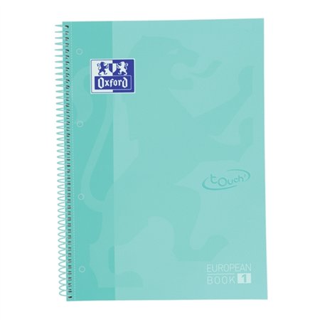 Caderno Oxford School Touch Europeanbook 1 A4+ 80 Folhas Quadriculadas 5x5mm - Capa Extra Dura - Cor Menta Gelo