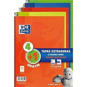 Conjunto de 5 cadernos espiral Oxford Classic Write & Erase, tamanho fólio, quadriculado 4x4mm - 80 folhas - capas extra duras c