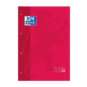 Papel para recarga Oxford School Classic Glued A4, 80 folhas, quadriculado 5x5 - Capa com borda colorida - Capa vermelha
