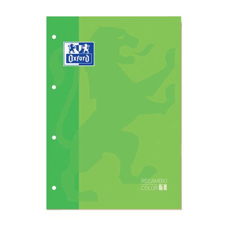 Papel para recarga Oxford School Classic Glued A4, 80 folhas, quadriculado 5x5 - Capa com borda colorida - Capa verde