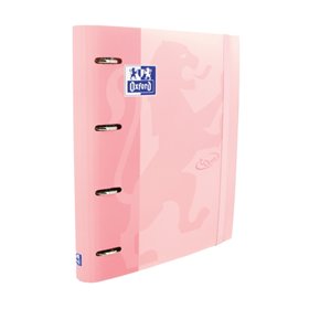Pasta de argolas Oxford Europeanbinder Touch A4+ com refil, quadriculada 5x5 - Capa extra dura - Fecho elástico - Flamingo paste