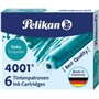 Caixa com 6 cartuchos Pelikan 4001 TP/6 - Refil para canetas-tinteiro - Azul Turquesa