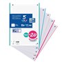 Papel Oxford 5 para recarga, formato A4, quadriculado 5x5mm, 4 furos - 100 folhas + 20 grátis - 5 faixas de cores pastel